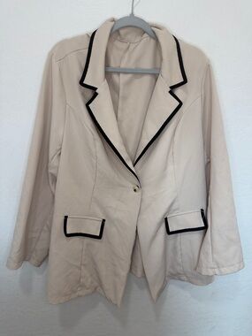 Women’s plus size 4XL Cream Blazer light business single button career stretch